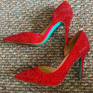 Betsey Johnson Sparkly Red Heels